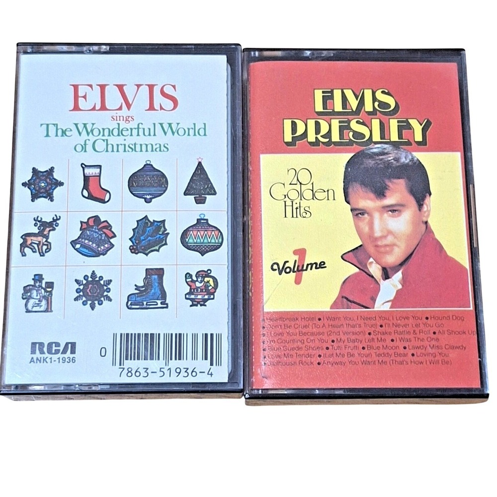 Elvis Presley Cassette Lot of 2 Wonderful World of Christmas 20 Golden‎ Hits